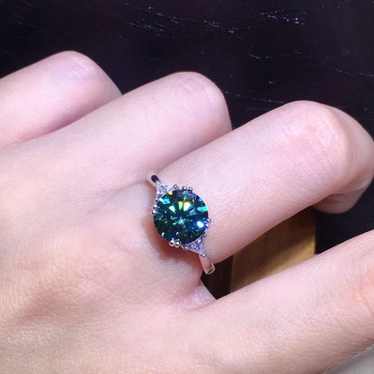 3 Karat Acht Herzen und acht Pfeile Plattiert PT950 Künstlicher Echter Blauer Und Grüner Moissanit Offener Ring