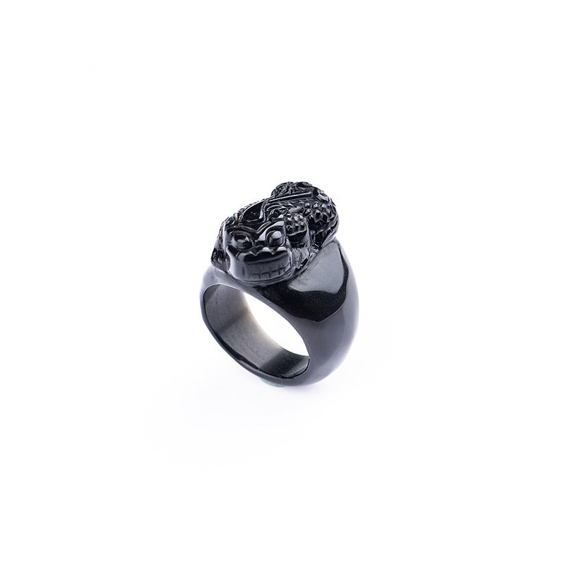 Natural Gold Sheen Obsidian Pixiu Ring Thumb Ring Domineering
