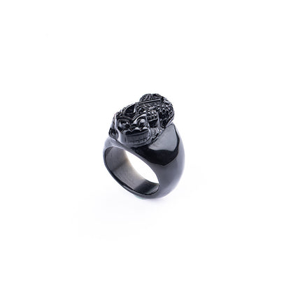 Anillo Pixiu de obsidiana con brillo dorado natural, anillo para el pulgar dominante
