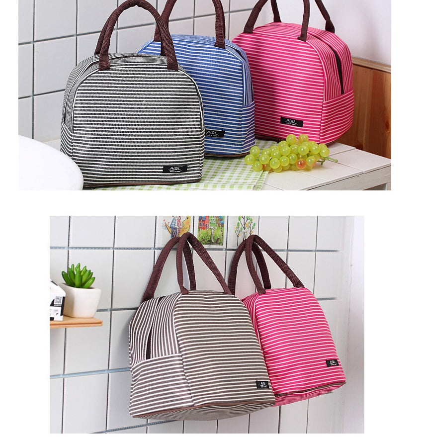 New Oxford cloth striped large insulation lunch bag portable breast milk preservation package insulation camping lunch box package wholesale