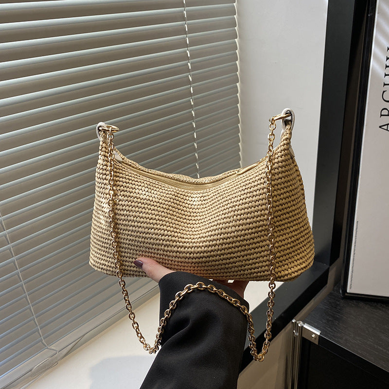 Vacation Style Straw Woven Beach Tote Bag