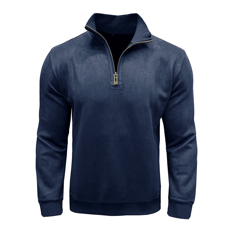 Men's Long-sleeved Zipped Stand Collar Sweater