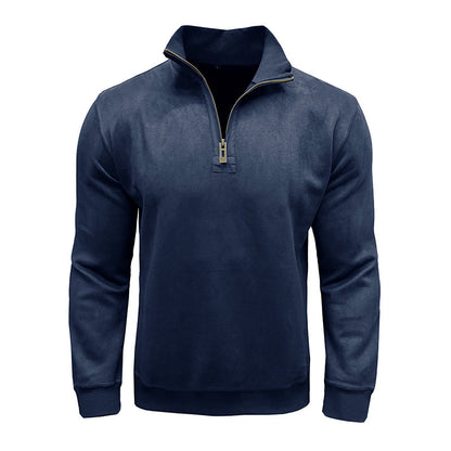 Men's Long-sleeved Zipped Stand Collar Sweater