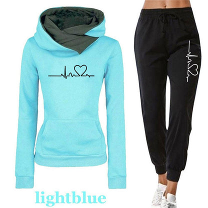 Frauen Trainingsanzug Pullover Hoodies und Schwarze Hosen Herbst