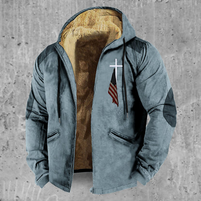 Chaqueta acolchada de algodón con cremallera y capucha de estilo europeo y americano en 3D