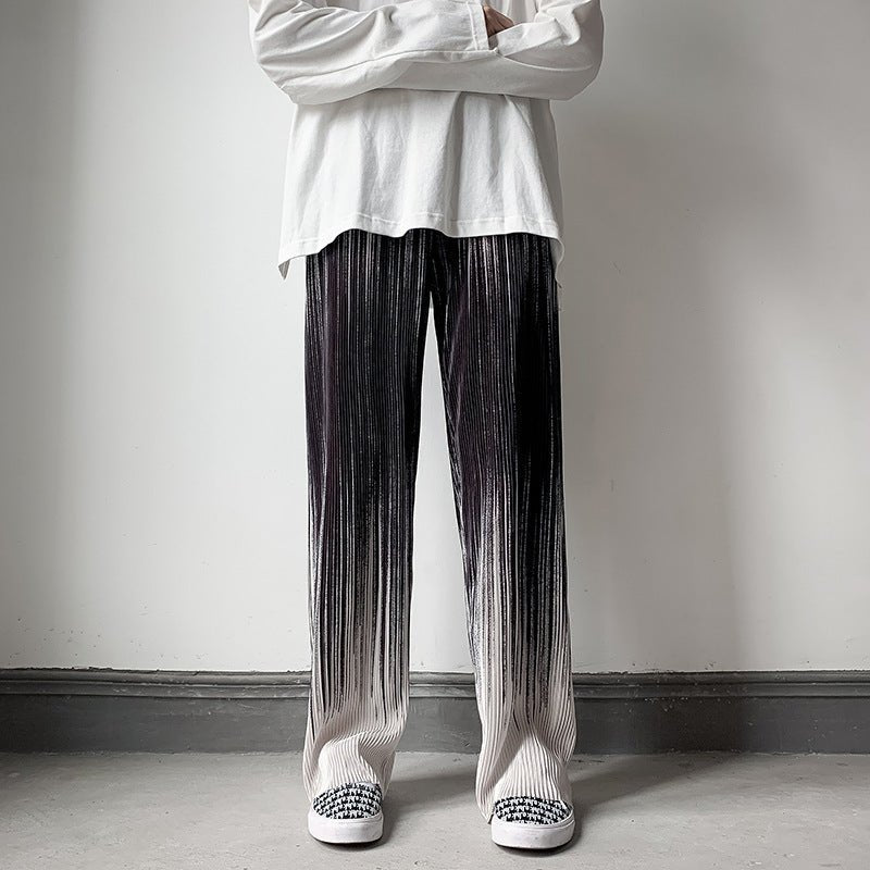 Men Loose Drape Gradient Striped Pants - BAGMODA