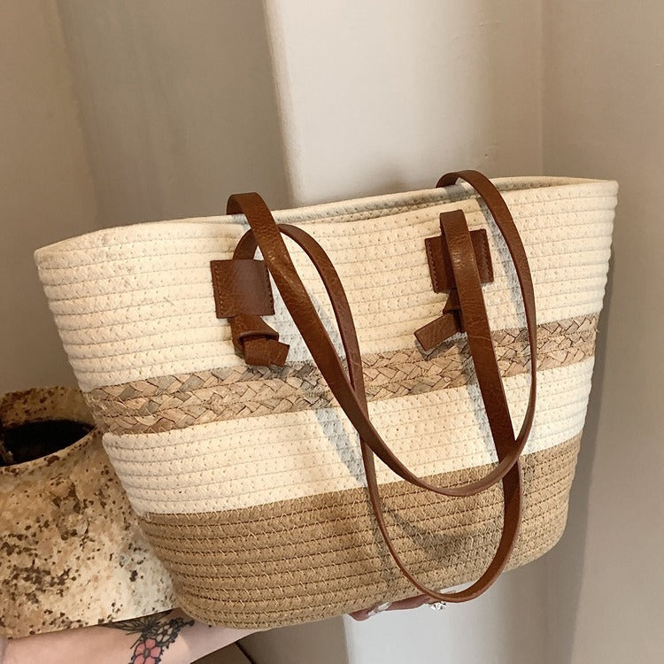 Seaside Luxe Straw Shoulder Bag