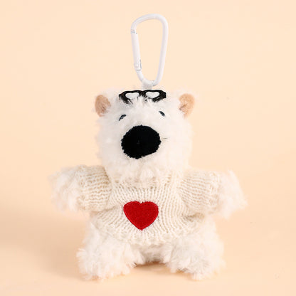 Llavero creativo de cachorro de West Highland de peluche con dibujos animados