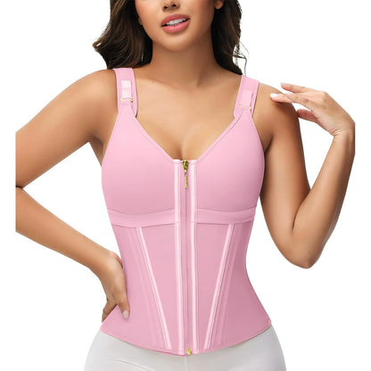 Top de chaleco de tres botones para faja reductora de abdomen para mujer