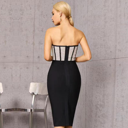 Vestido largo negro de verano sin mangas con escote cruzado y cuello de comercio exterior