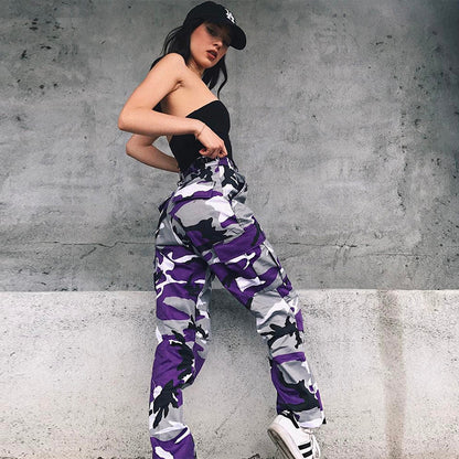 Damen Camouflage High Waist Hose