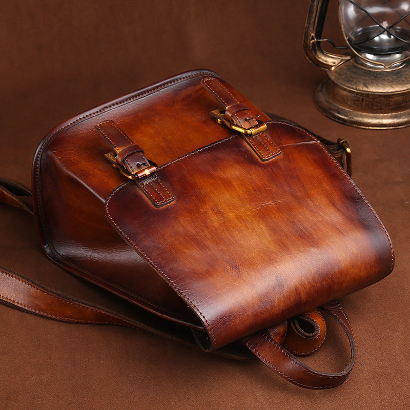 Hand-painted Cowhide leather backpack