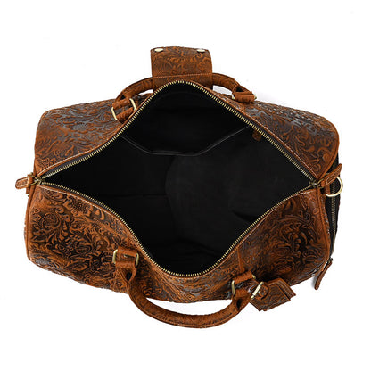 Vintage Print Gepäcktasche Top Layer Rindsleder Handtasche Freizeit Sporttasche