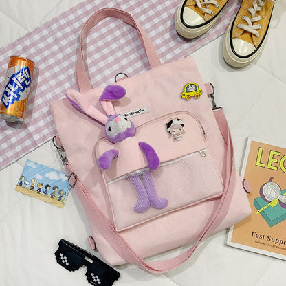 Mehrzweck-Canvas-Tasche mit Bärenpuppe