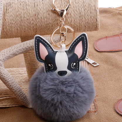 Colgante de llave con forma de bola de plumas de cachorro de PU