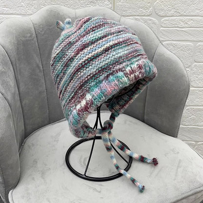 Damenmode Farbkontrast Strickmütze