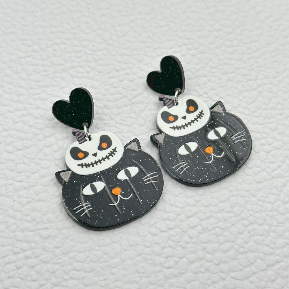 Halloween Day Ornament Colorful Ghost Eyes Funny Acrylic Earrings For Women