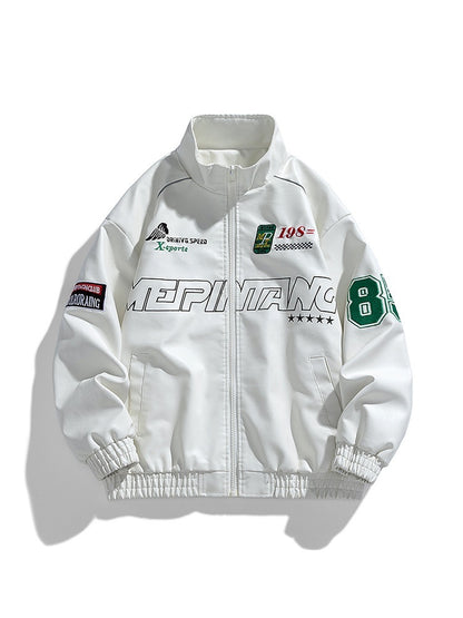 Chaqueta de cuero PU con cuello alto para motocicleta, estilo coreano