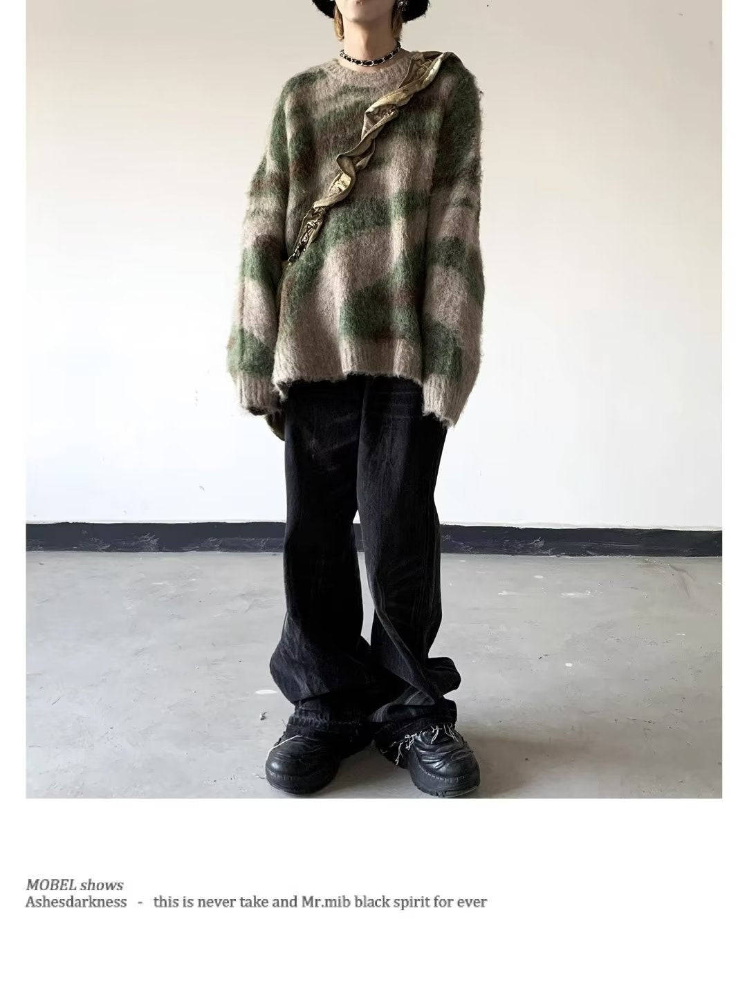 Contrast Color Stripes Idle Style Winter Loose Retro New Mohair Knitwear Sweater