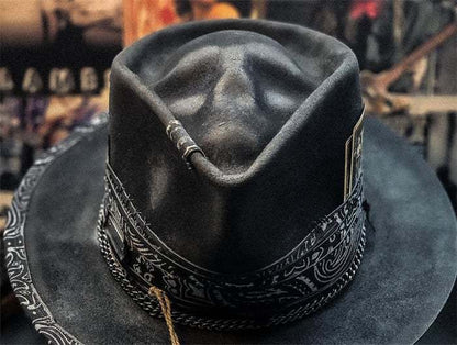 Sombrero de calavera hecho a mano, sombrero de vaquero de peluche