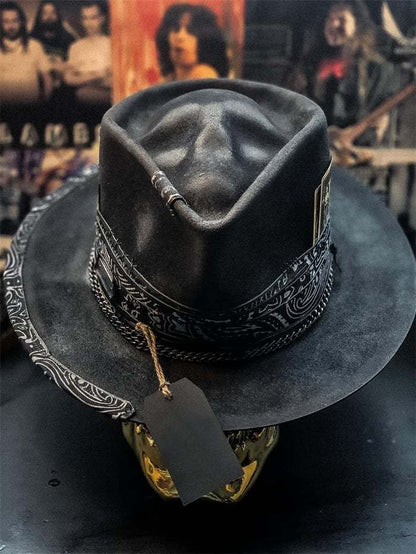 Sombrero de calavera hecho a mano, sombrero de vaquero de peluche