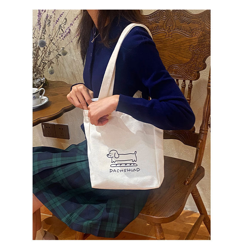 Women's Sausage Dog Canvas Bag One Shoulder Bag