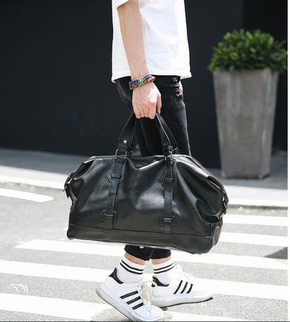 Bolso de negocios de gran capacidad, bolso de viaje de cuero, bolso de gimnasio, bolso de viaje de corta distancia para hombre. 
