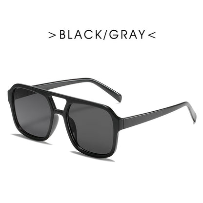 Gafas de sol cuadradas de doble haz con personalidad retro para hombres y mujeres