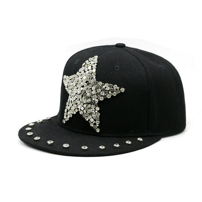 Sombrero estilo Harajuku europeo y americano con remaches de calavera cruzada