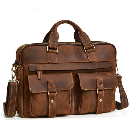 Bolsos genuinos para hombre, bolsos de negocios retro para hombre, maletín de piel de vaca, bolso oblicuo, bolso para portátil de 15,6 pulgadas