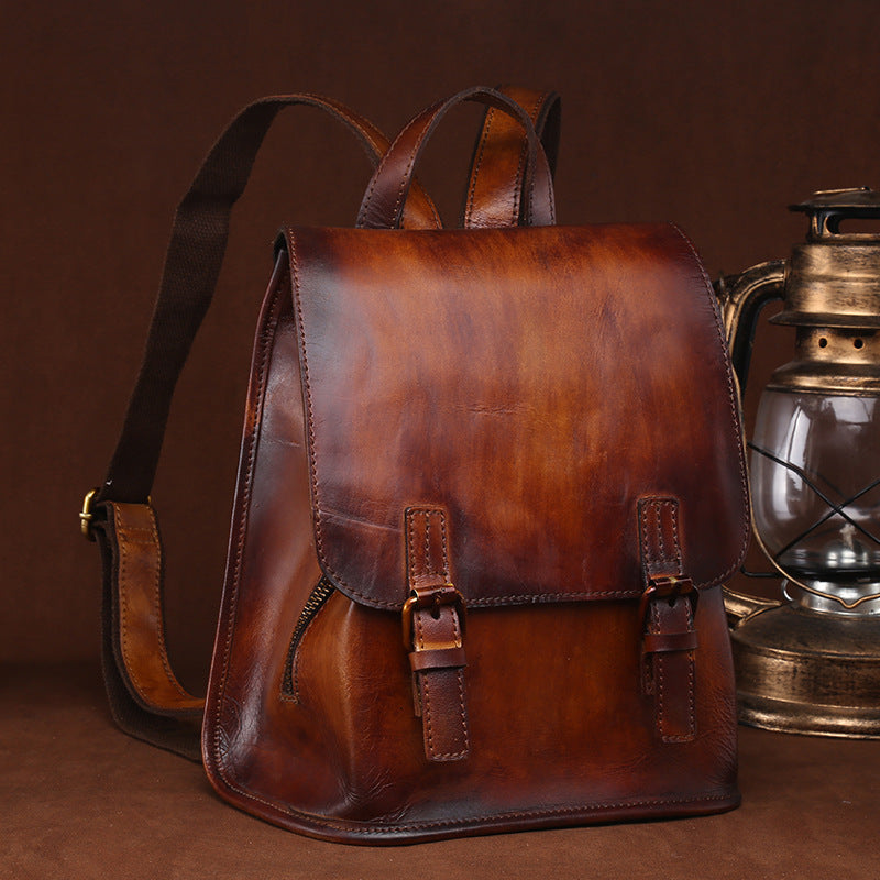 Hand-painted Cowhide leather backpack