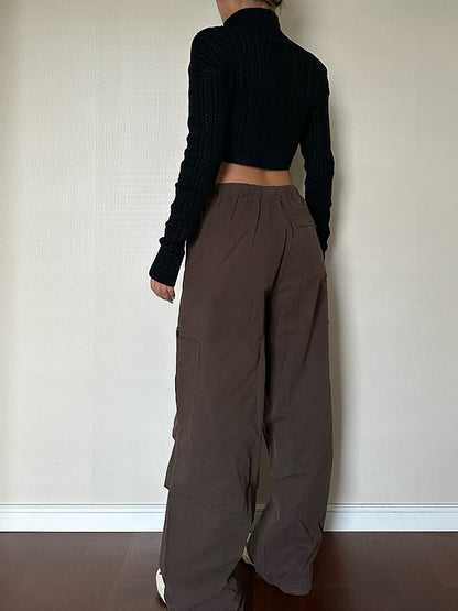 Pantalones cargo rectos con bolsillos sueltos para mujer