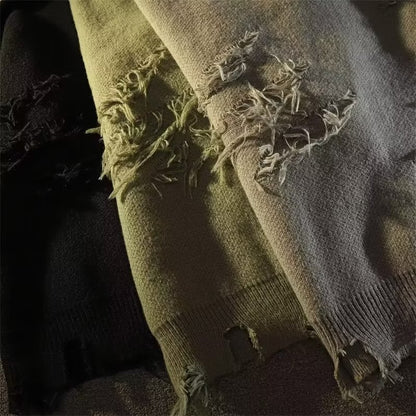 High Street Ripped Sweater Damen Herbst und Winter Idle Style Strickwaren