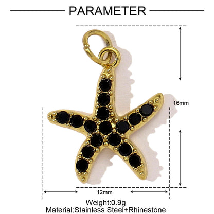 Colgante de acero de titanio con forma de estrella de mar y corazón estilo francés