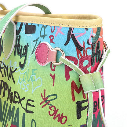 Bolsa de mano con grafiti de colores