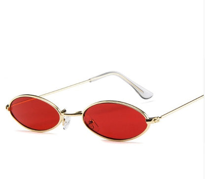 Metall-Sonnenbrille, elliptische Sonnenbrille, kleiner Rahmen, Ozean-Sonnenbrille, Persönlichkeitsbrille für Damen und Herren 