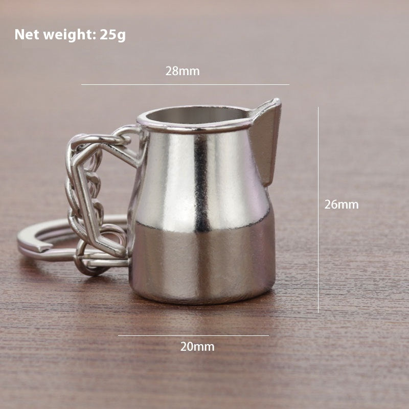 3D Coffee Keychain Metal Car Key Pendant