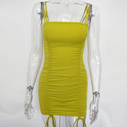 Articat - Vestido de verano sexy con tirantes finos y espalda descubierta para mujer, vestido de fiesta ajustado sin tirantes y minivestido para club