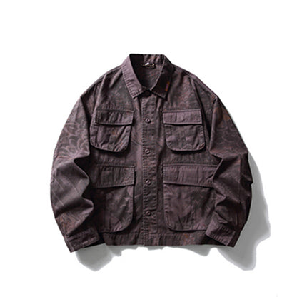 Chaqueta de trabajo con estampado de camuflaje tie-dye para hombre