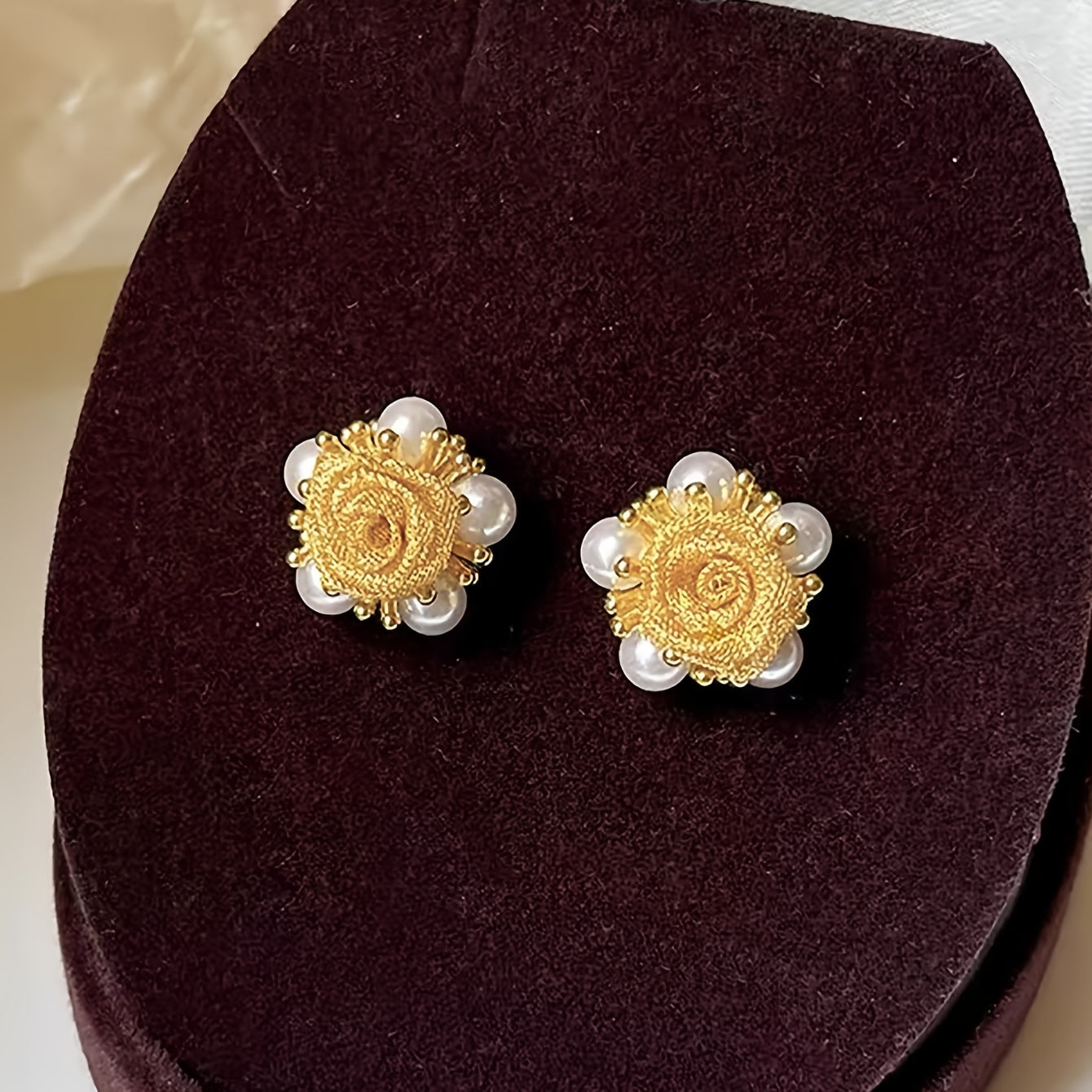 Flower-like Brocade Flower Beaded Tassel Earrings