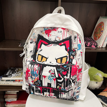 Personalisierter Graffiti-Rucksack im Harajuku-Stil für Mädchen, einfach, passend