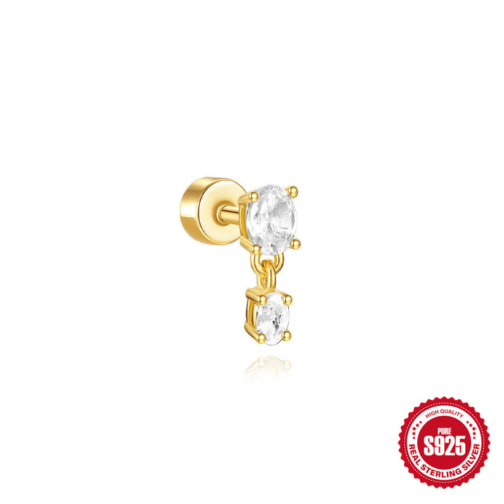 S925 Sterling Silver Flat Column Thread Piercing Ear Bone Stud