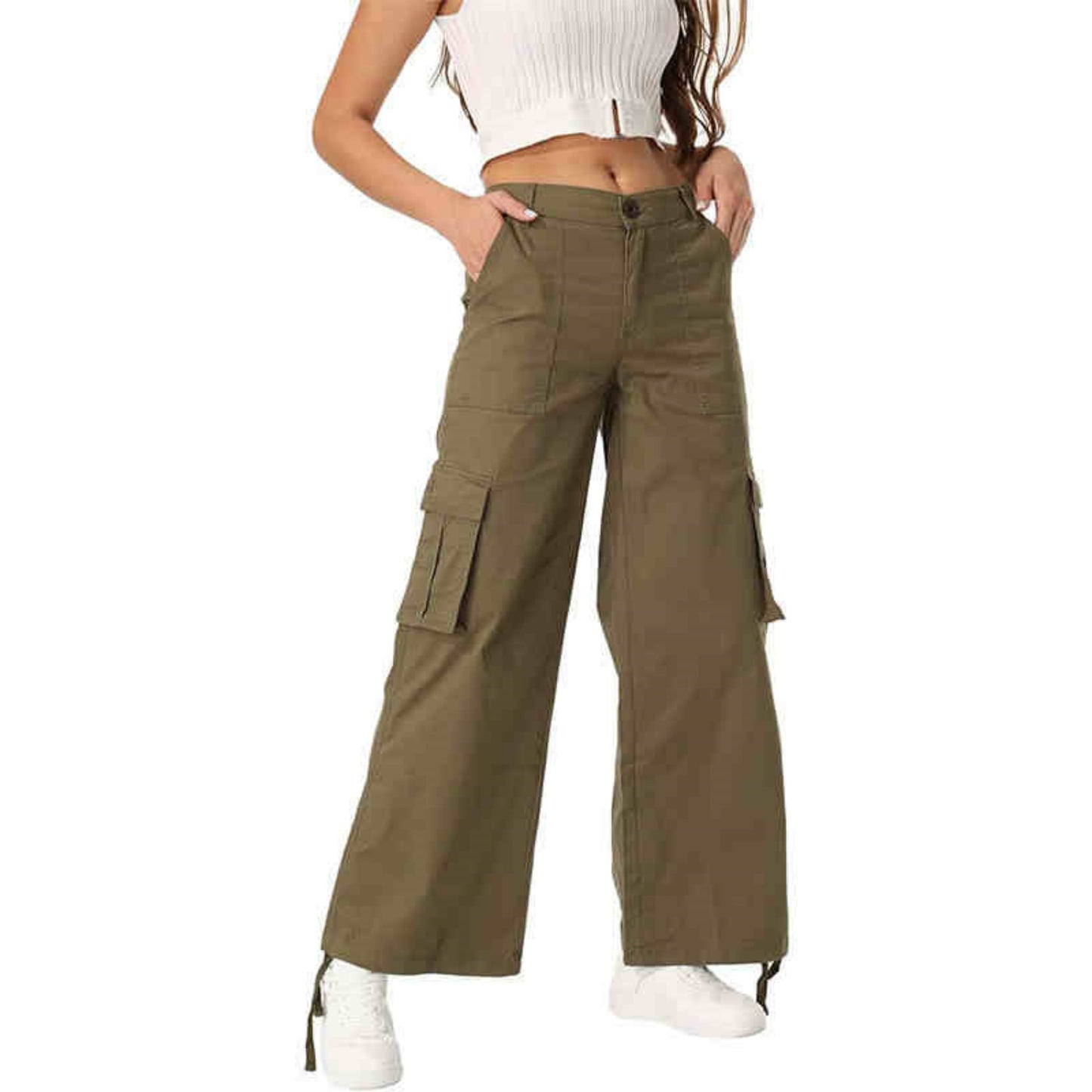 Wide Leg High Waist Casual Pants For Women