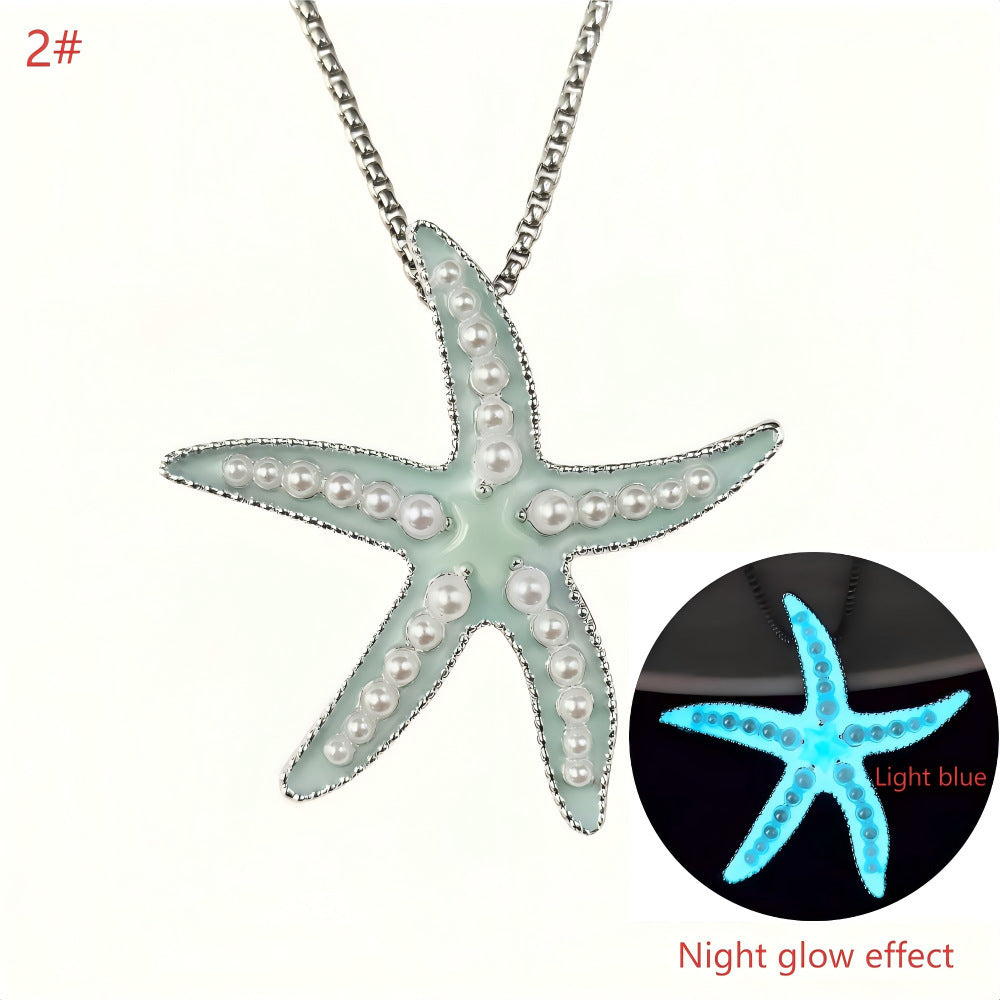 Metal Luminous Starfish Necklace Ocean Elf Beach Party