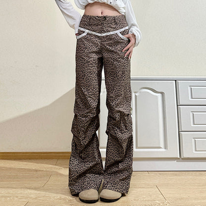 Pantalones casuales ajustados con estampado de leopardo para mujer