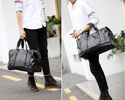 Bolso de negocios de gran capacidad, bolso de viaje de cuero, bolso de gimnasio, bolso de viaje de corta distancia para hombre. 