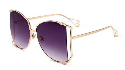 Quadratische Sonnenbrille Damen Metallrahmen Mode