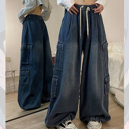 Jeans Tooling Loose Wide Leg Pants Damen