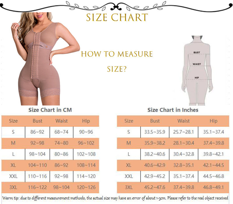 Ganzkörper-Shapewear mit hoher Kompression und Haken- und Ösenverschluss vorne