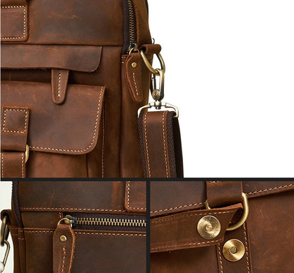 Bolsos genuinos para hombre, bolsos de negocios retro para hombre, maletín de piel de vaca, bolso oblicuo, bolso para portátil de 15,6 pulgadas